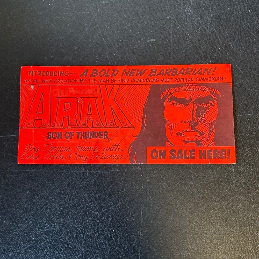 RARE VINTAGE Arak Son of Thunder COMIC Promo Sticker Red 80s Barbarian Retro